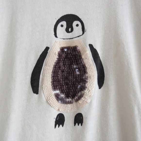 J Crew Penguin Collector Tee Size XXS Cream Short Sleeves Crewneck Sequins - Picture 6 of 10